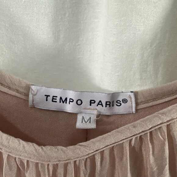 Tempo Paris Pink Silk Blend Flowy Ethereal Boho Romantic Top Womens Size M Italy - Picture 3 of 10